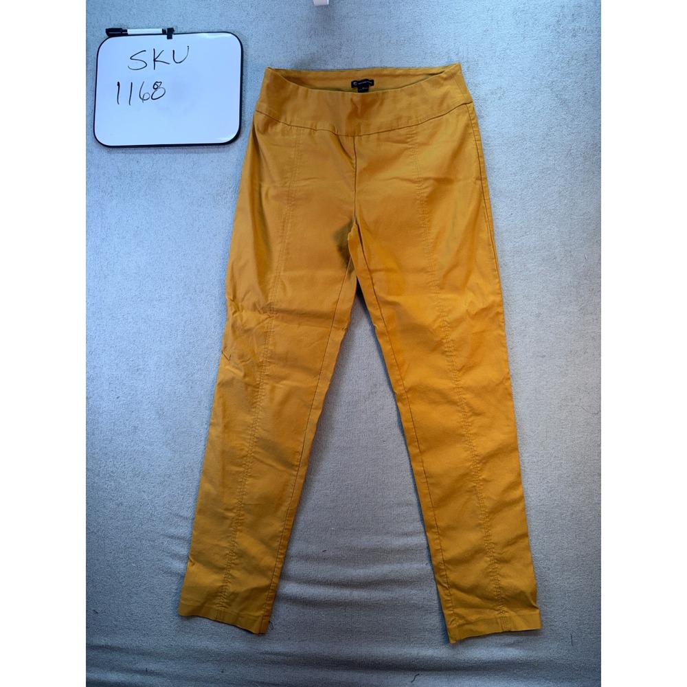 New Directions Pants Womens 10 Yellow Slim Pull On Stretch Casual Career 1168